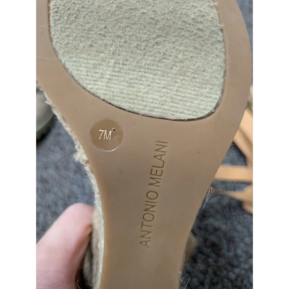 Antonio Melani Gold Metallic Espadrille Wedge Sandals Ribbon Lace Up Womens 7M